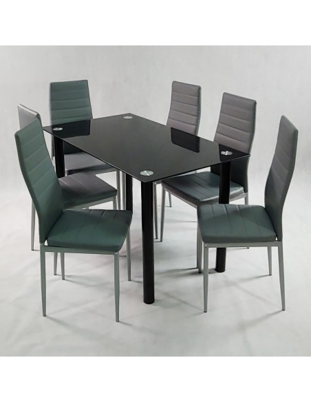 Zestaw stół Nicea biały i 6 krzeseł Nicea czarnych