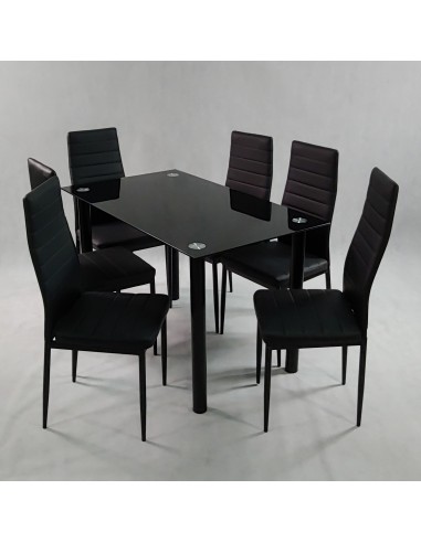 Zestaw stół Nicea biały i 6 krzeseł Nicea czarnych