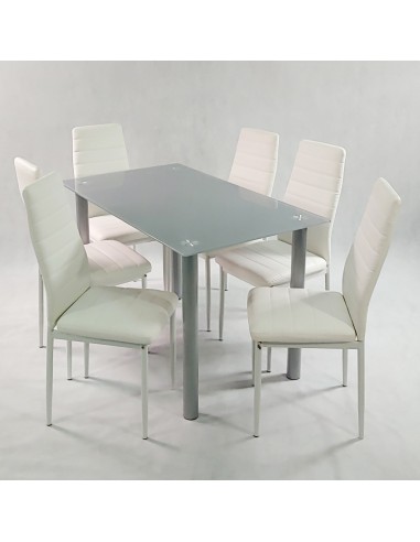 Zestaw stół Nicea biały i 6 krzeseł Nicea czarnych