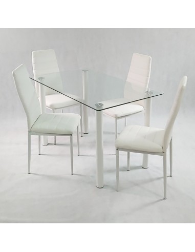 Zestaw stół Nicea biały i 4 krzesła Nicea czarne