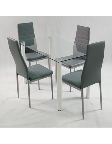 Zestaw stół Nicea biały i 4 krzesła Nicea czarne