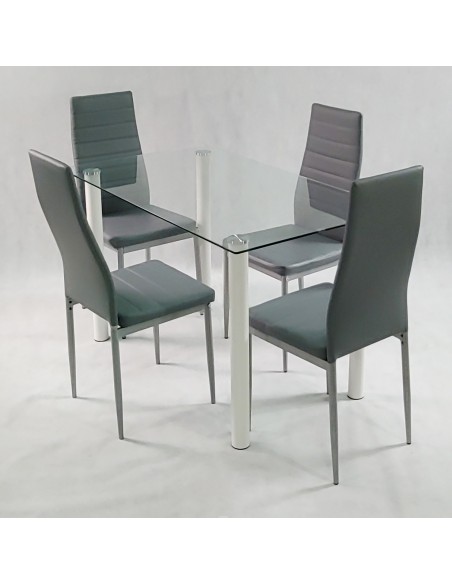 Zestaw stół Nicea biały i 4 krzesła Nicea czarne