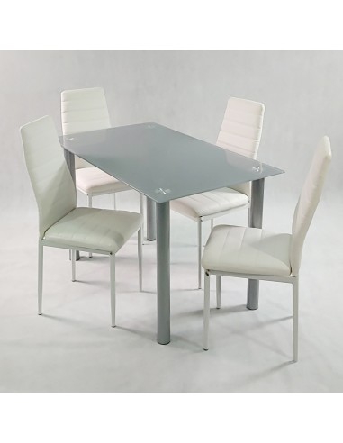 Zestaw stół Nicea biały i 4 krzesła Nicea czarne