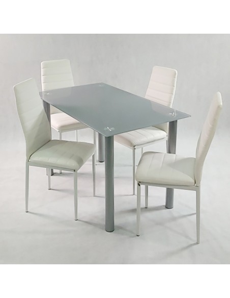 Zestaw stół Nicea biały i 4 krzesła Nicea czarne