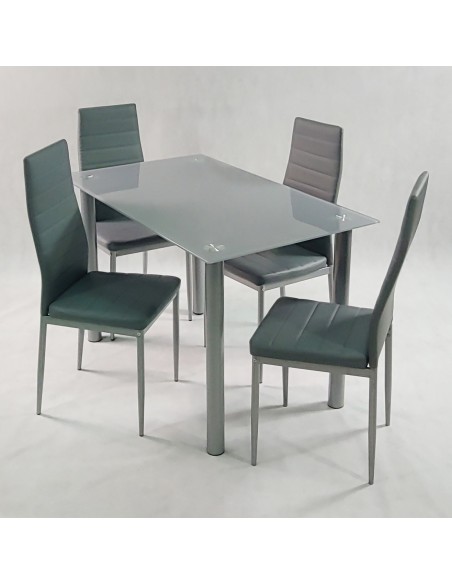 Zestaw stół Nicea biały i 4 krzesła Nicea czarne