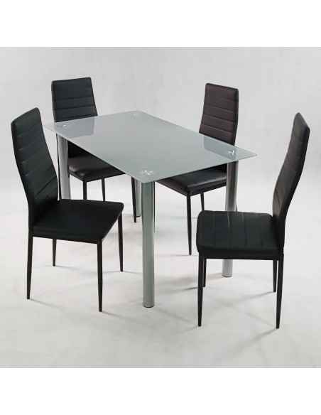 Zestaw stół Nicea biały i 4 krzesła Nicea czarne