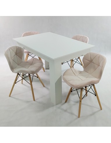 Zestaw stół Modern 120 biały i 4 krzesła Eliot...