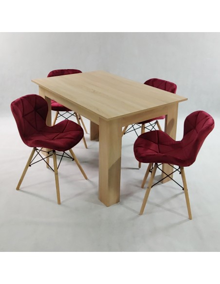 Zestaw stół Modern 120 biały i 4 krzesła Eliot VELVET granatowe