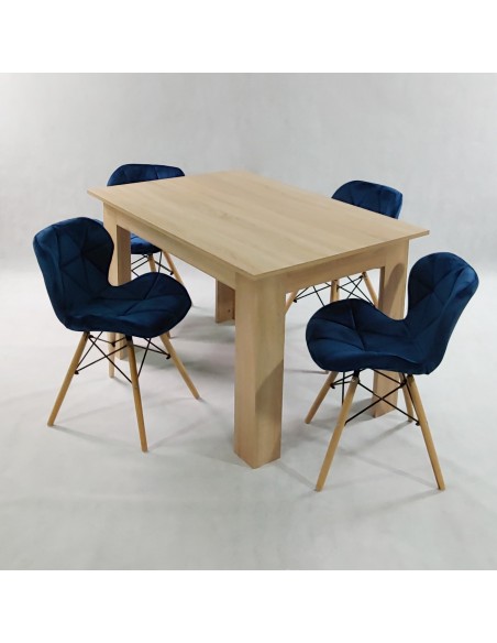 Zestaw stół Modern 120 sonoma i 4 krzesła Eliot VELVET granatowe