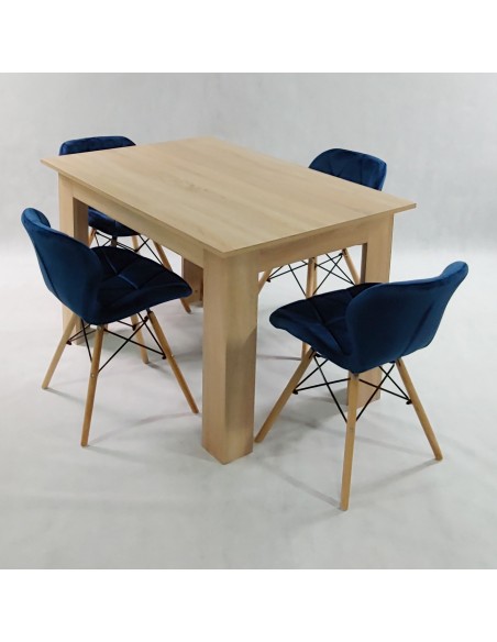 Zestaw stół Modern 120 sonoma i 4 krzesła Eliot VELVET granatowe