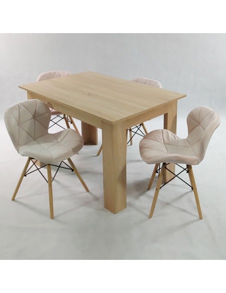 Zestaw stół Modern 120 sonoma i 4 krzesła Eliot VELVET granatowe