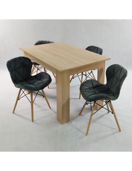Zestaw stół Modern 120 sonoma i 4 krzesła Eliot VELVET granatowe