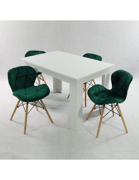 Zestaw stół Modern 120 sonoma i 4 krzesła Eliot VELVET granatowe