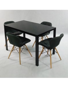 Zestaw stół Monako czarny i 4 krzesła Eliot FABRIC czarne 2