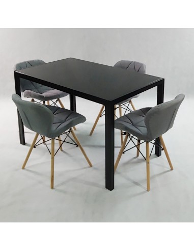 Zestaw stół Monako czarny i 4 krzesła Eliot...