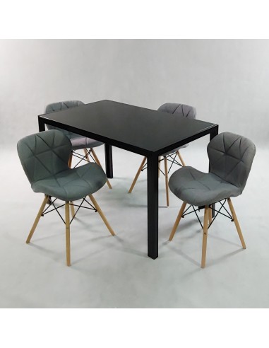 Zestaw stół Monako czarny i 4 krzesła Eliot...