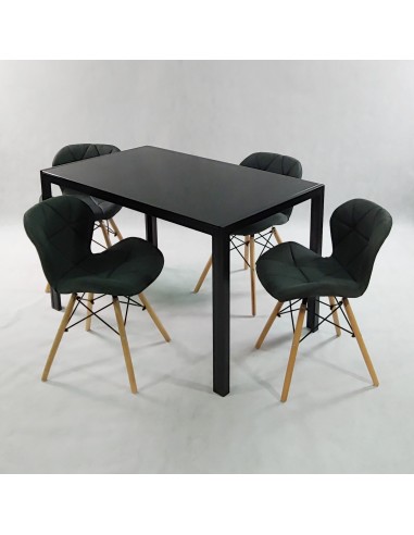 Zestaw stół Monako czarny i 4 krzesła Eliot...