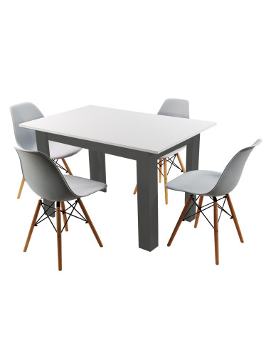Zestaw stół 120x80 blat biały/nogi szare 4...