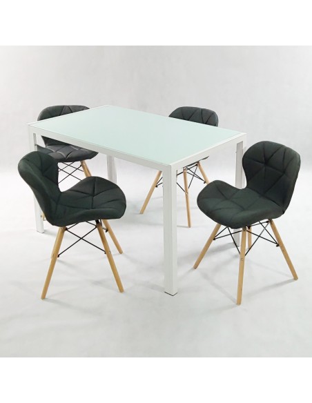 Zestaw stół Monako czarny i 4 krzesła Eliot FABRIC szare