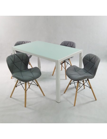 Zestaw stół Monako czarny i 4 krzesła Eliot FABRIC szare