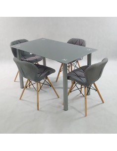 Zestaw stół Nicea szary i 4 krzesła Eliot FABRIC szare 2