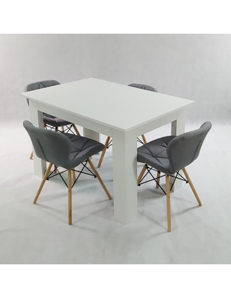 Zestaw stół Modern 120 biały i 4 krzesła Eliot FABRIC czarne