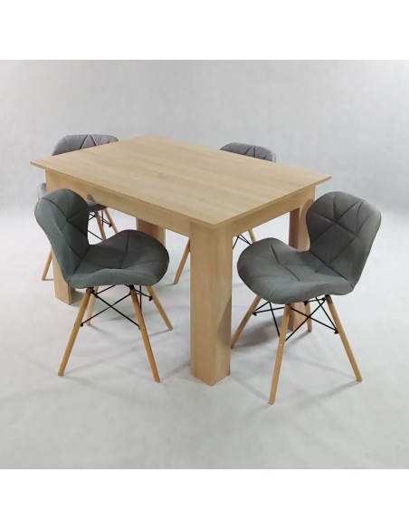 Zestaw stół Modern 120 biały i 4 krzesła Eliot FABRIC czarne