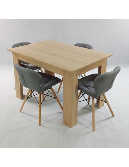 Zestaw stół Modern 120 sonoma i 4 krzesła Eliot FABRIC szare