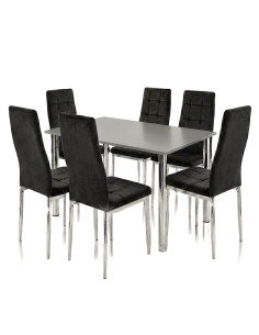 Zestaw stół Lugano 120x80 blat szary/nogi chrom 6 krzeseł...