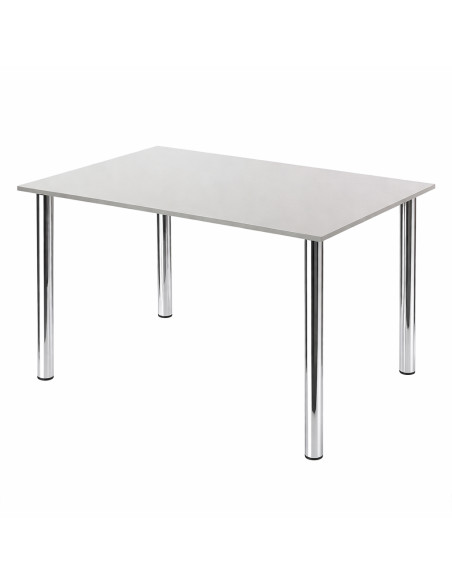 Zestaw stół Lugano 120x80 blat szary/nogi chrom 6 krzeseł Monako granatowych welur