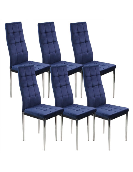 Zestaw stół Lugano 120x80 blat czarny/nogi chrom 6 krzeseł Monako granatowych welur