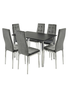 Zestaw stół Lugano 120x80 blat czarny/nogi chrom 6...