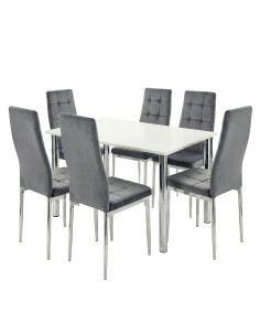 Zestaw stół Lugano 120x80 blat biały/nogi chrom 6 krzeseł...