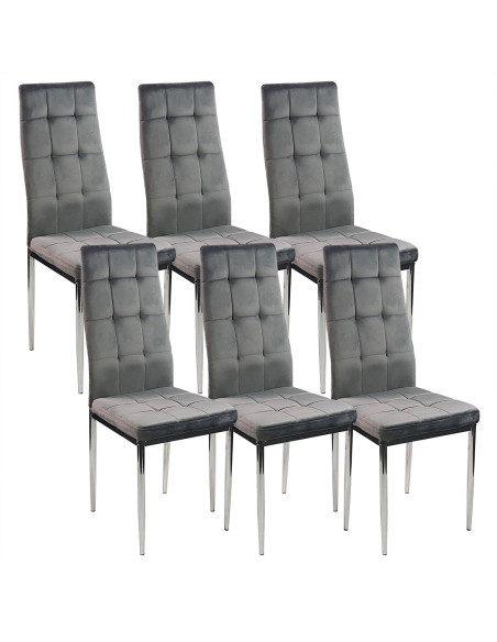 Zestaw stół Lugano 120x80 blat szary/nogi chrom 6 krzeseł Monako szarych welur
