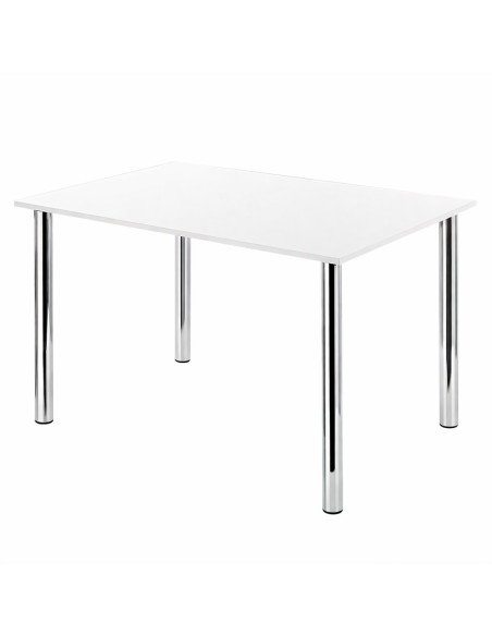 Zestaw stół Lugano 120x80 blat biały/nogi chrom 4 Monako granat welur