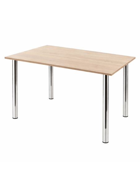 Zestaw stół Lugano 120x80 blat sonoma/nogi chrom 4 Monako szare welur