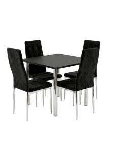 Zestaw stół Lugano 80x80 blat czarny/nogi chrom 4 Monako...