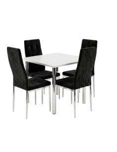 Zestaw stół Lugano 80x80 blat biały/nogi chrom 4 Monako...