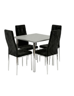 Zestaw stół Lugano 80x80 blat szary/nogi chrom 4 Monako...