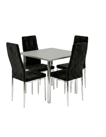 Zestaw stół Lugano 80x80 blat sonoma/nogi chrom 4 Monako czarne welur