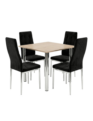 Zestaw stół Lugano 80x80 blat sonoma/nogi chrom...