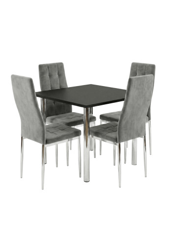 Zestaw stół Lugano 80x80 blat czarny/nogi chrom...