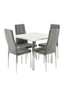 Zestaw stół Lugano 80x80 blat biały/nogi chrom 4 Monako...