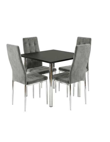 Zestaw stół Lugano 80x80 blat biały/nogi chrom 4 Monako szare welur
