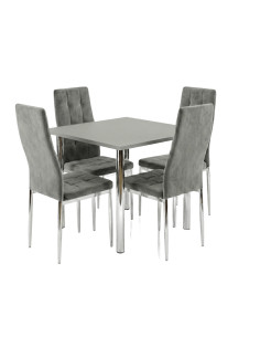 Zestaw stół Lugano 80x80 blat szary/nogi chrom 4 Monako...