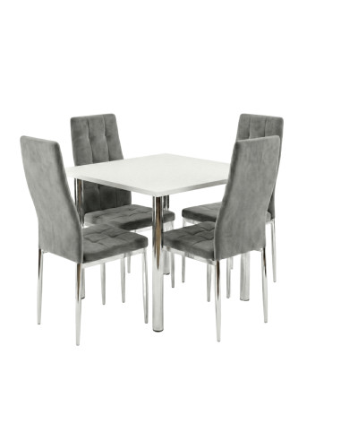 Zestaw stół Lugano 80x80 blat sonoma/nogi chrom...