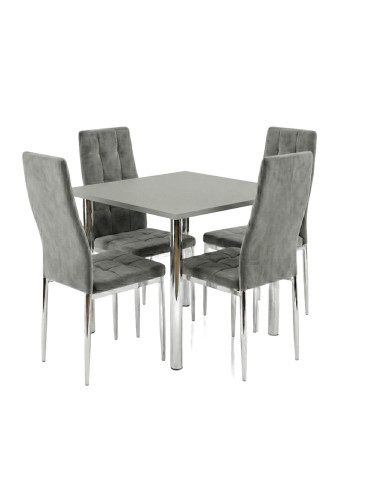 Zestaw stół Lugano 80x80 blat sonoma/nogi chrom...