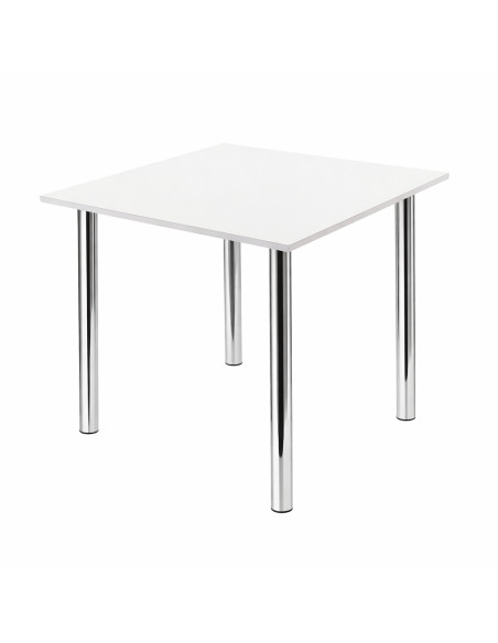 Zestaw stół Lugano 80x80 blat biały/nogi chrom 2 Monako szare welur