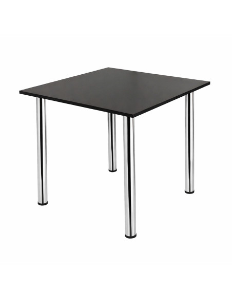 Zestaw stół Lugano 80x80 blat czarny/nogi chrom 2 Monako granat welur