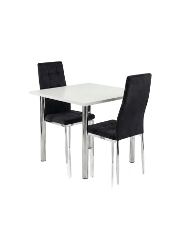 Zestaw stół Lugano 80x80 blat czarny/nogi chrom...